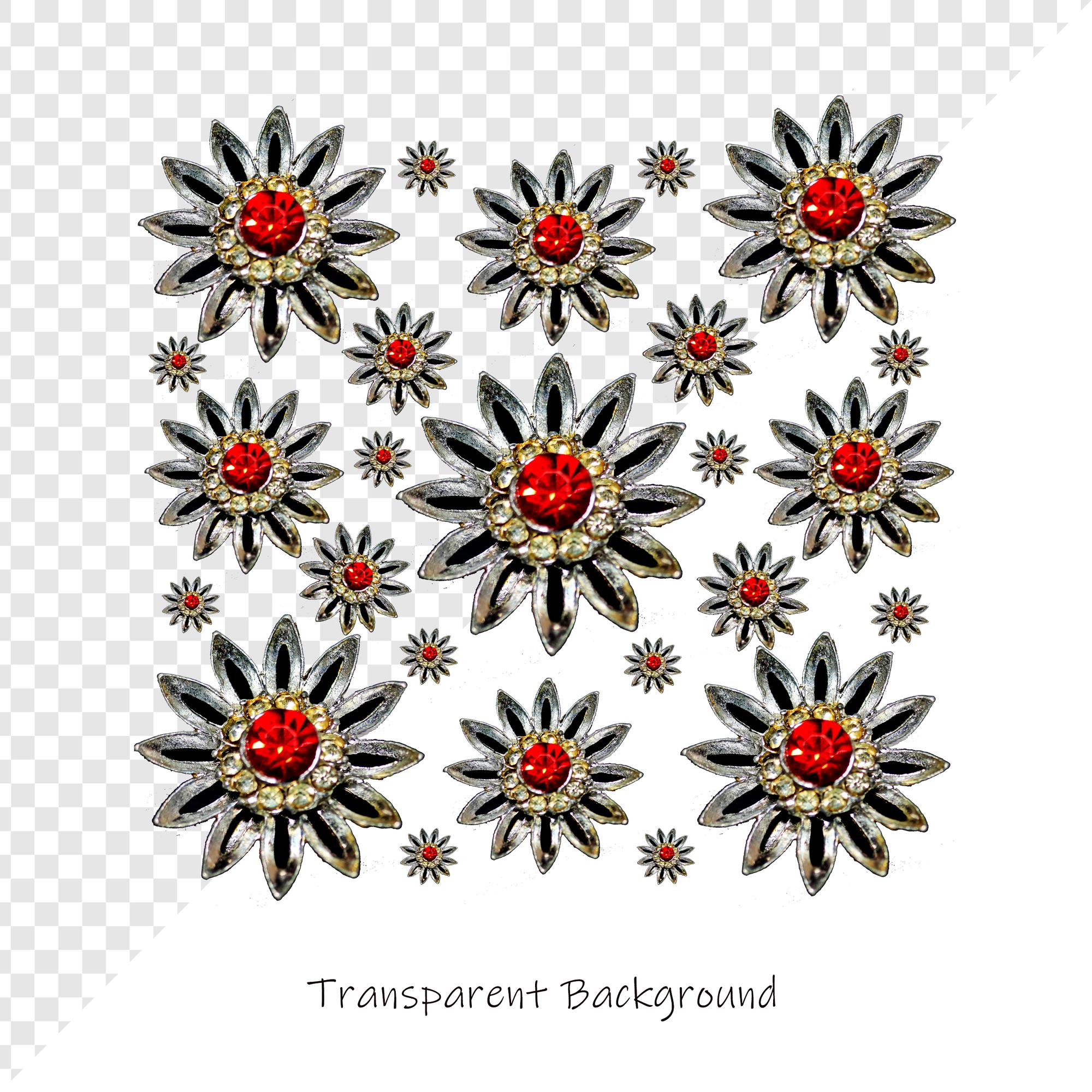 Samples of embroidered motifs laid out